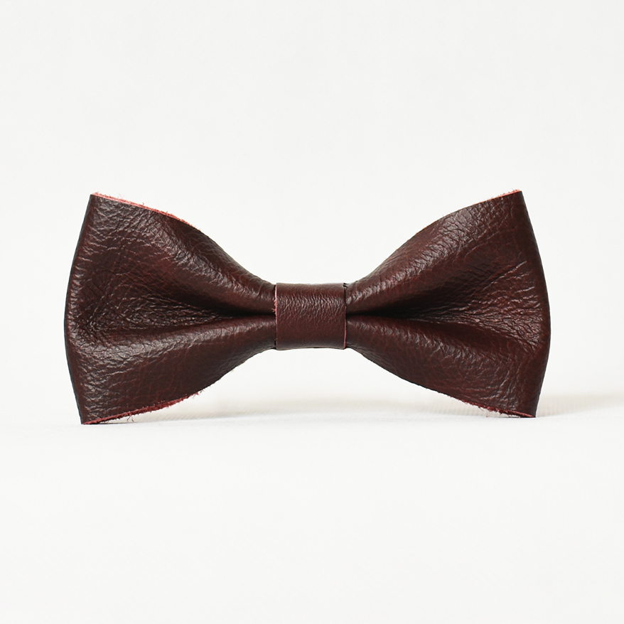 Leather Bow Tie - Bordeaux