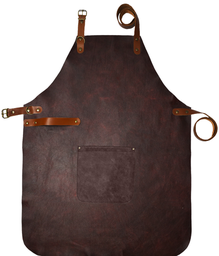 [UNI5118] Full Leather Apron - Bordeaux