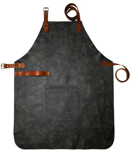 [UNI4646] Full Leather Apron - Charcoal