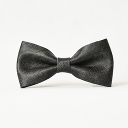 [UNI17067] Leather Bow Tie - Charcoal
