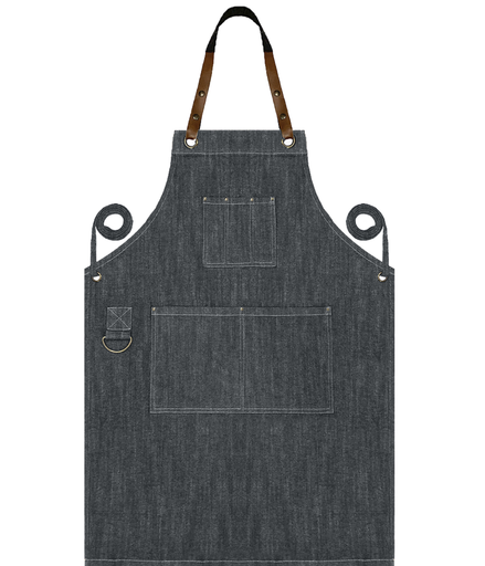 [UNI47524] Full Vintage Denim Apron - Grey Denim
