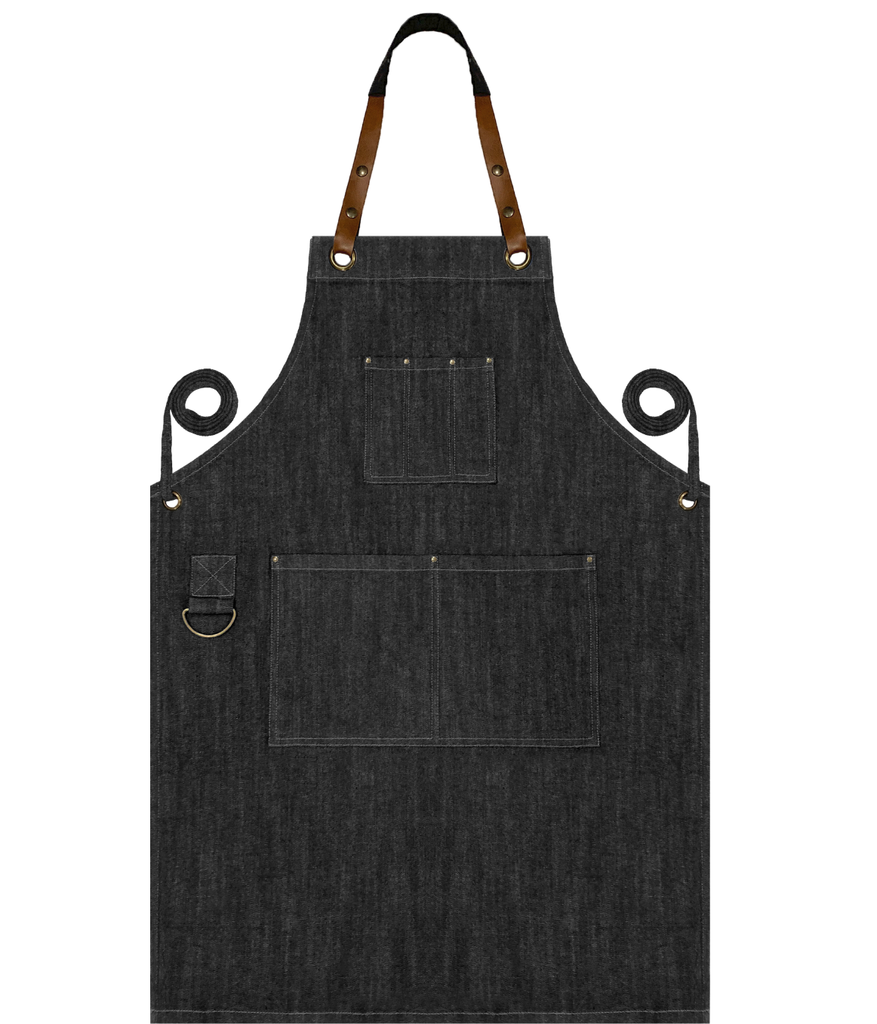 Custom Full Vintage Denim Apron - Charcoal Black