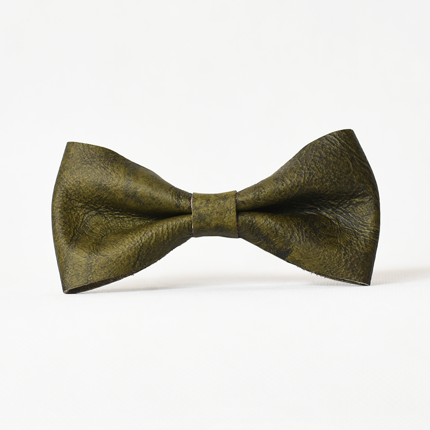 Leather Bow Tie - Olive