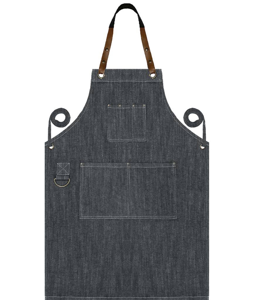 Custom Full Vintage Denim Apron - Grey Denim