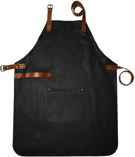 [UNI4641] Full Leather Apron - Black