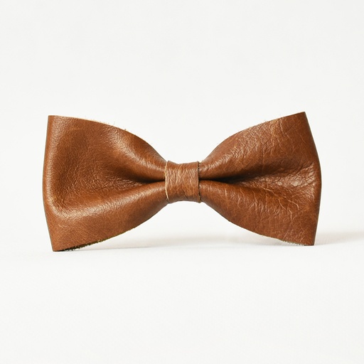 [UNI4728] Leather Bow Tie - Cognac