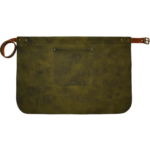 [UNI17060] Half Leather Apron - Olive